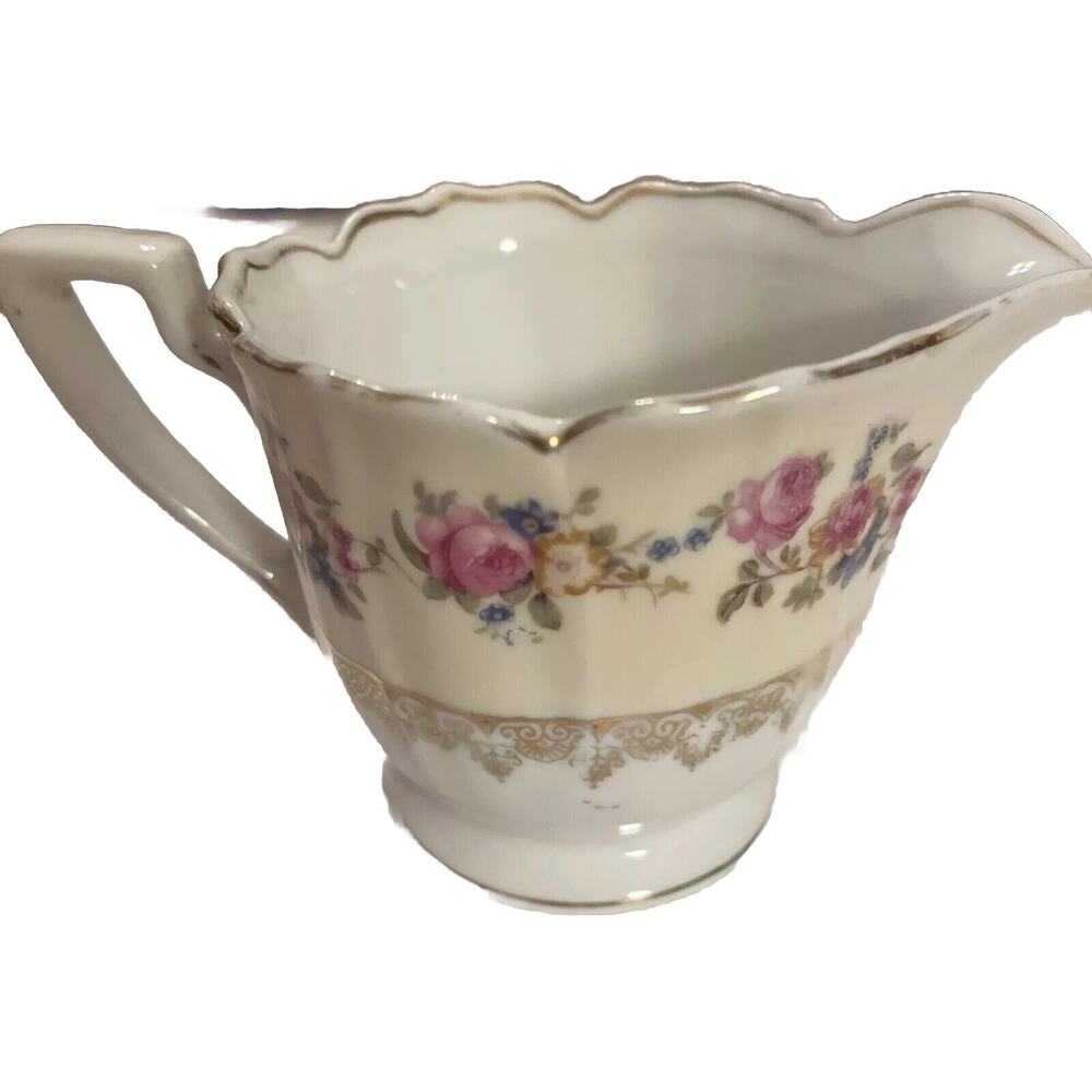 Vintage 1940 Gold Castle Hostess Pink Roses Creamer Japan